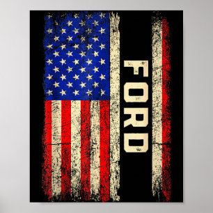 Ford Nachname Shirt Ford Name Amerikanische Flagge Poster