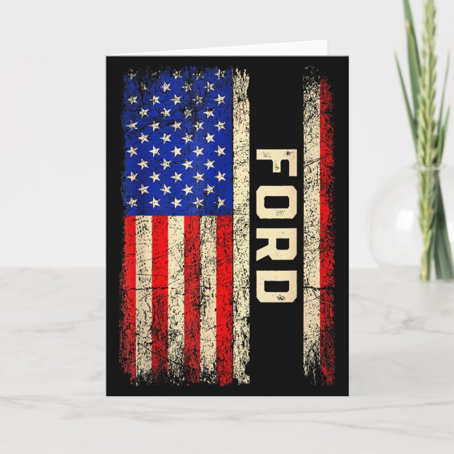 Ford Nachname T-Shirt Ford Name Amerikanische Flag Karte (Vorderseite)