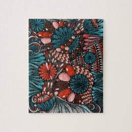 Forderndes Zentangle-Teal- und Korallenrot-Abstrak