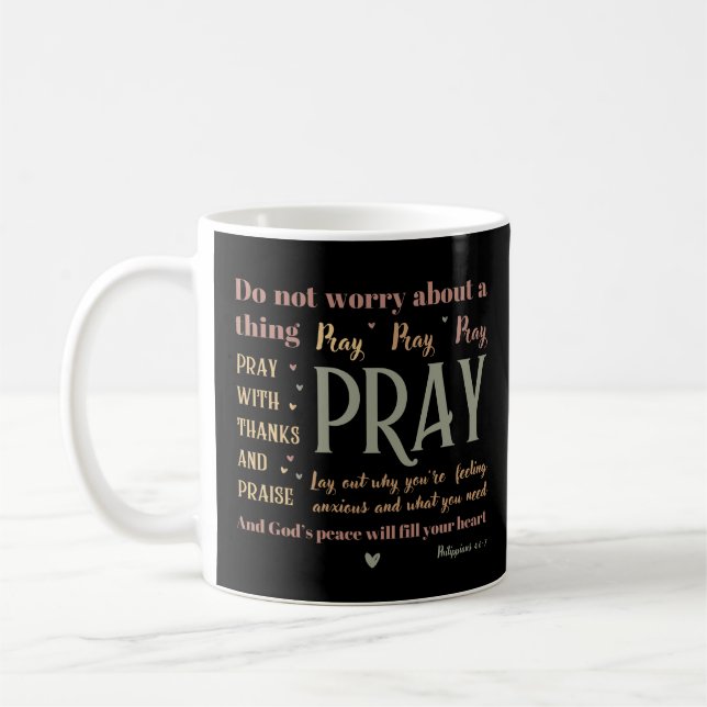 Förderung der Christlichen Bibel Besorgnis beten P Kaffeetasse (Links)