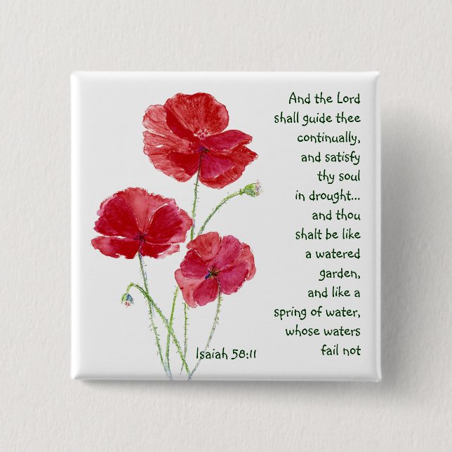 Förderung der Schrift Isaiah Poppy Garden Blume Button (Vorderseite)