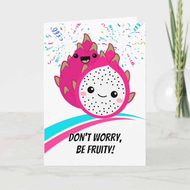 Förderung des Niedlichen Dragon Fruit Cartoon Karte (Vorderseite)