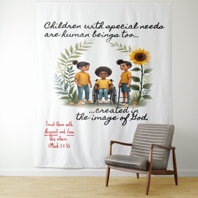 Förderung von Kindern mit besonderen Bedürfnissen Wandteppich (Beispiel)