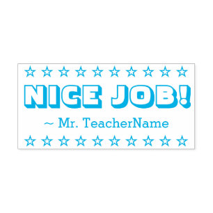 Förderung von "NICE JOB!" + Name des Lehrers Permastempel