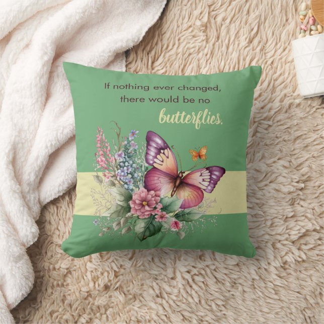 Förderung von Schmetterlingen und Blume auf Grün Kissen (Decke)