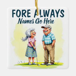 Fore Always Golf Couple Keramikornament