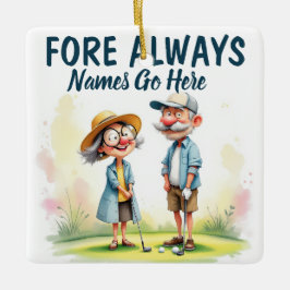 Fore Always Golf Couple Keramikornament
