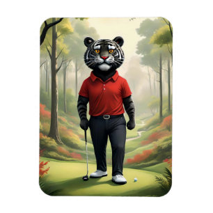 "Fore! Ein schwarzer Tiger, der Golf im Wald spiel Magnet