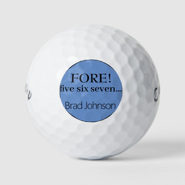 FORE fünf sechs sieben personalisierte Golfbälle (Vorderseite)