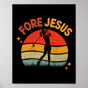 Fore Jesus Christliches Golf Retro 70er Religiöses Poster