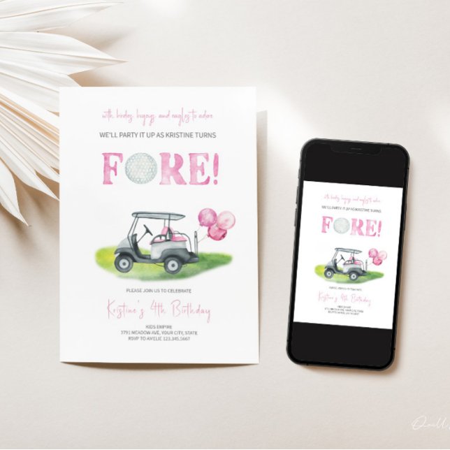 Fore Mini Golf Girl Einladung zum Geburtstag (Von Creator hochgeladen)