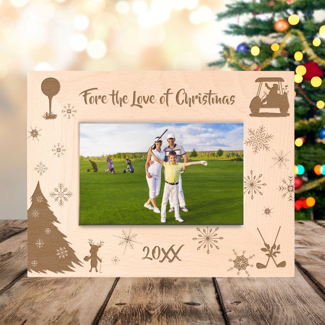 Fore the Love of Christmas Golf Christmas Wooden  Geätzte Rahmen (Von Creator hochgeladen)