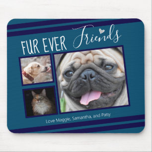 Foreds Freunde Haustiere Foto Collage Blau Mousepad