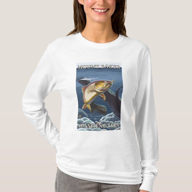 Forelle, die Querschnitt - Berg-Bäcker, WA fischt T-Shirt (Vorderseite)