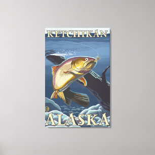 Forelle, die Querschnitt - Ketchikan fischt, Leinwanddruck