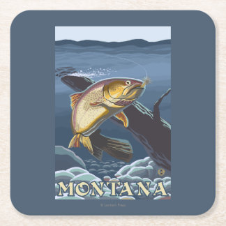 Forelle, die Querschnitt - Montana fischt Rechteckiger Pappuntersetzer