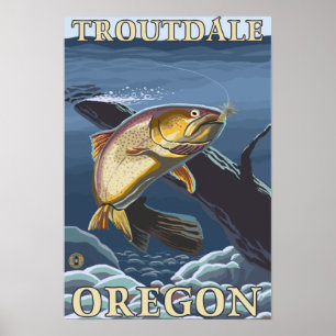 Forelle, die Querschnitt - Troutdale fischt, Poster