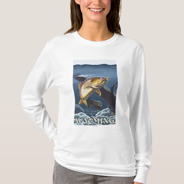 Forelle, die Querschnitt - Wyoming fischt T-Shirt (Vorderseite)