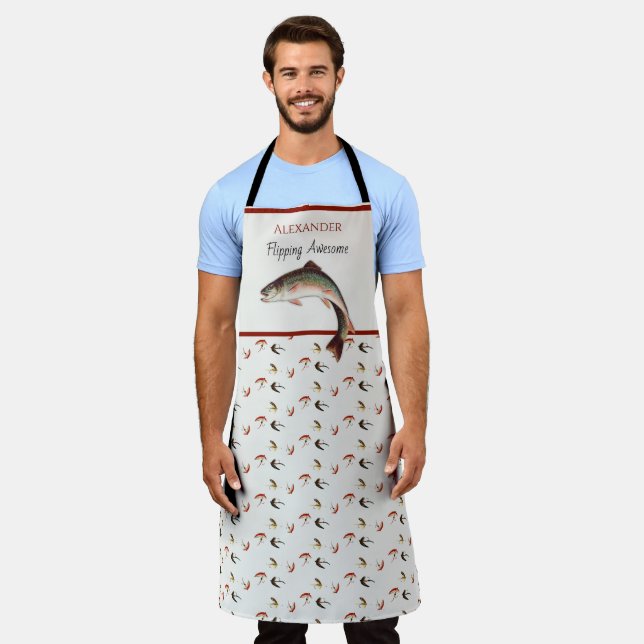 Forelle Fischen Fischerei Fischer Drehend Phantast Schürze (Getragen)