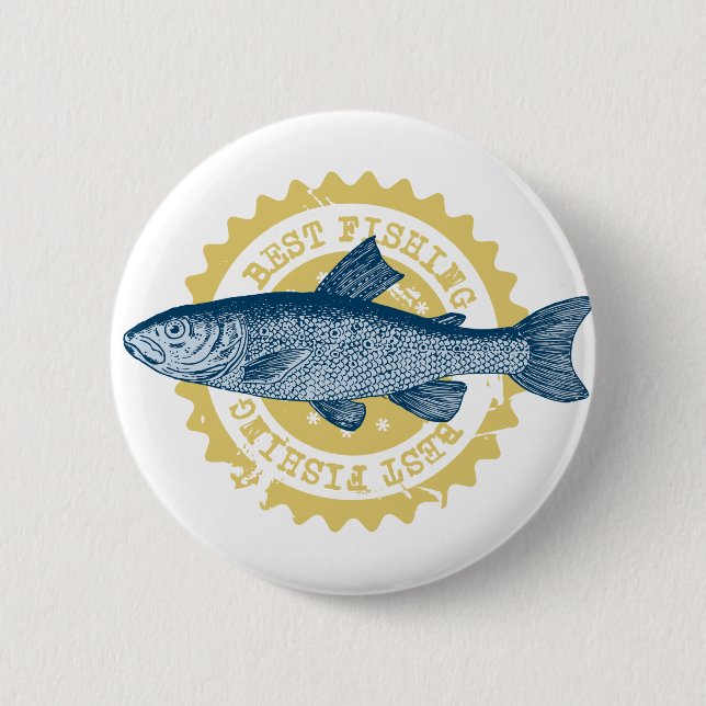 Forelle-Fischenlogo "des besten Fischens", Button (Vorderseite)