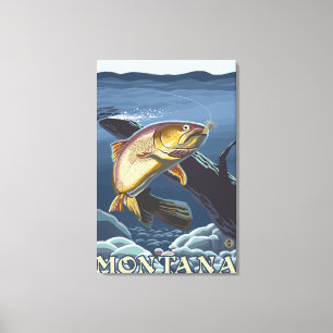 Forelle Fishing Cross-Section - Montana Leinwanddruck