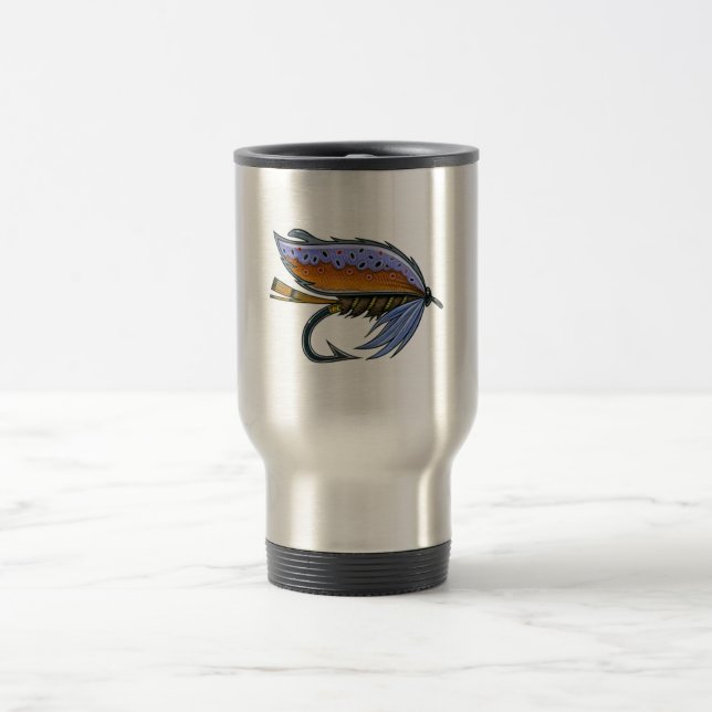 Forelle-Fliegen-Fischen-Tasse Reisebecher (Mittel)