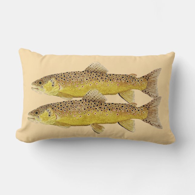 Forelle-Kissen Brown u. Bachforelle Lendenkissen (Vorderseite)