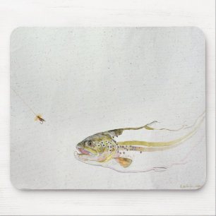 Forelle, welche die Fliege eines Fischers jagt Mousepad
