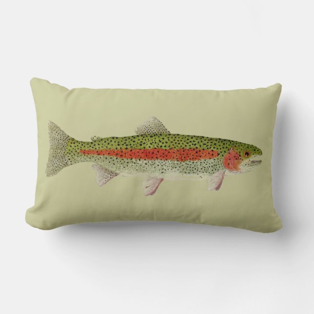 Forelle-Wurfs-Kissen-Regenbogen u. Bachforellen Lendenkissen (Vorderseite)