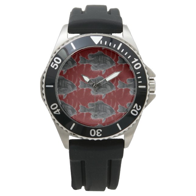 Forellen, Bass und Crappie drei Fische Favoriten Armbanduhr (Vorderseite)