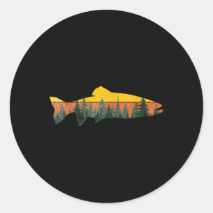 Forellen Fischen Outdoor Forest Nature Wildlife F Runder Aufkleber