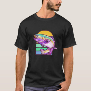 Forellen Fischen Süßwasser Fisch Angler Retro T-Shirt