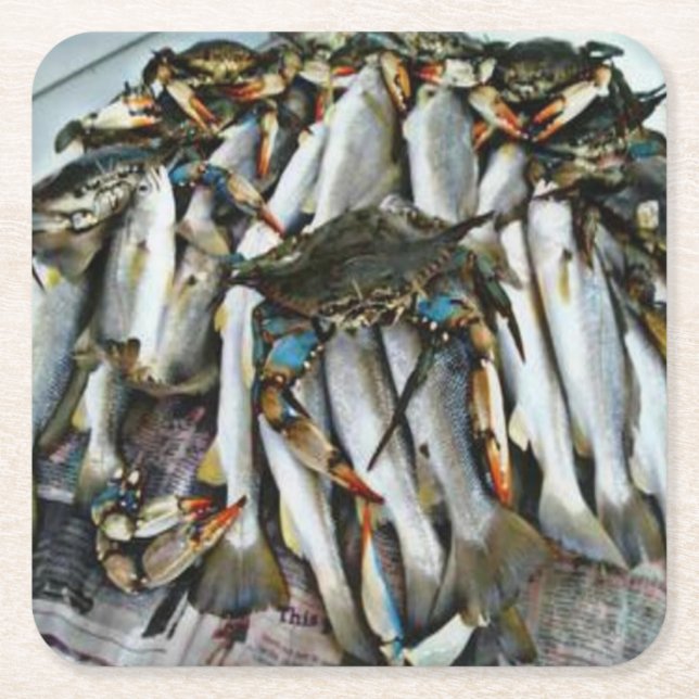 Forellen & Krabben-Untersetzer Rechteckiger Pappuntersetzer (Vorderseite)