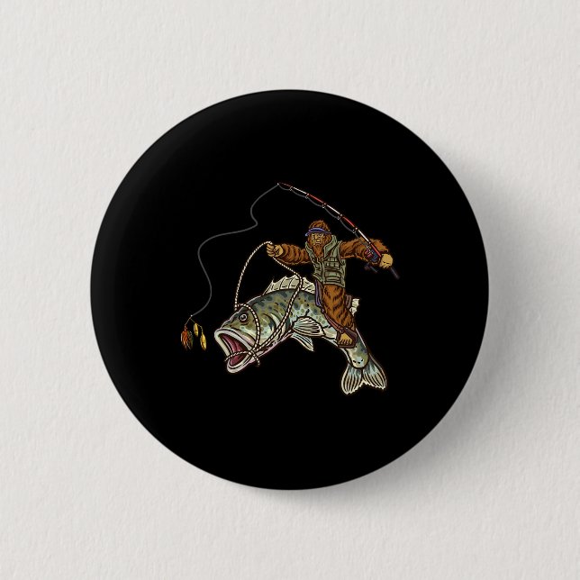 Forellenbarsch-Angler Bigfoot Fischer  Button (Vorderseite)