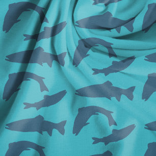 Forellenfisch Blau Muster Baumwolle Stoff