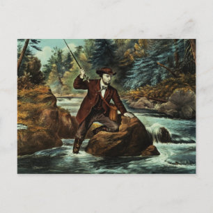 Forellenfischerei - ein ängstlicher Moment, 1862 Postkarte