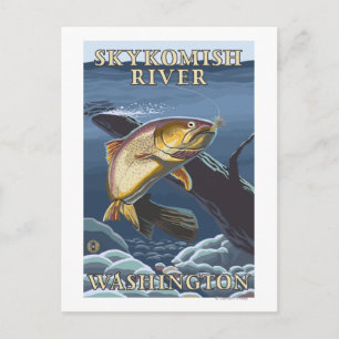Forellenfischerei Querschnitt - Skykomish River, Postkarte