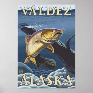 Forellenfischerei Querschnittgebiet - Valdez, Alas Poster