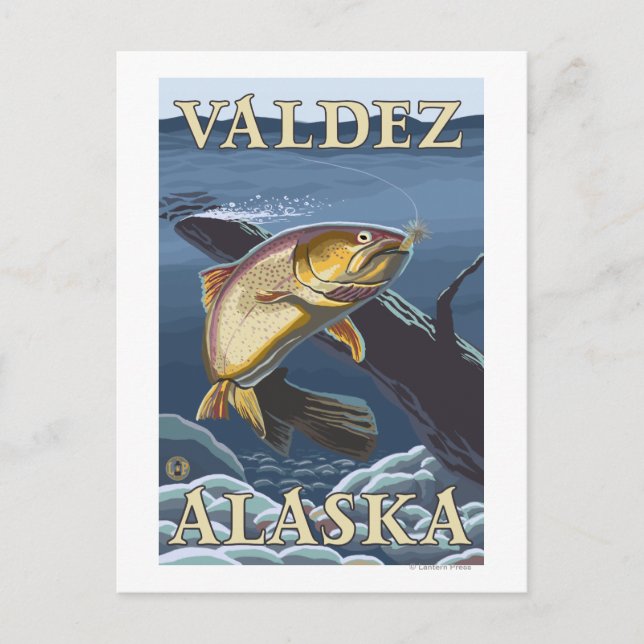 Forellenfischerei Querschnittgebiet - Valdez, Alas Postkarte (Vorderseite)
