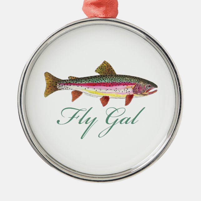 Forellenfischerei Silbernes Ornament (Vorne)