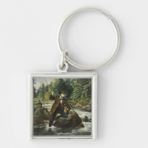 Forellenfischerei von Currier und Ives Schlüsselanhänger