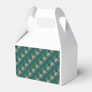 Forellenfliege Fliegenfliege auf grüner Geschenkschachtel