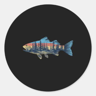 Forellenfliegenfischen Natur Outdoor Angler Wildli Runder Aufkleber