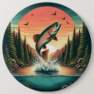 Forellenliebhaber im Freien Natur Button