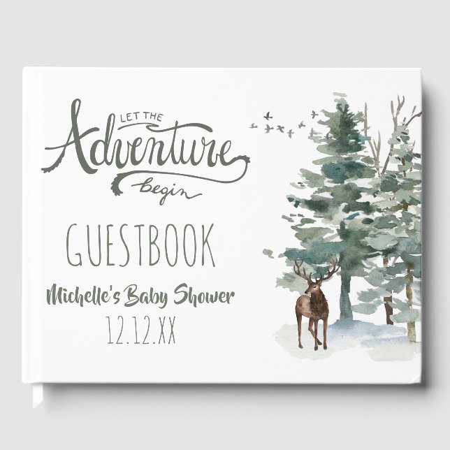 Forest Adventure Baby Shower Boy Gästebuch (Vorderseite)