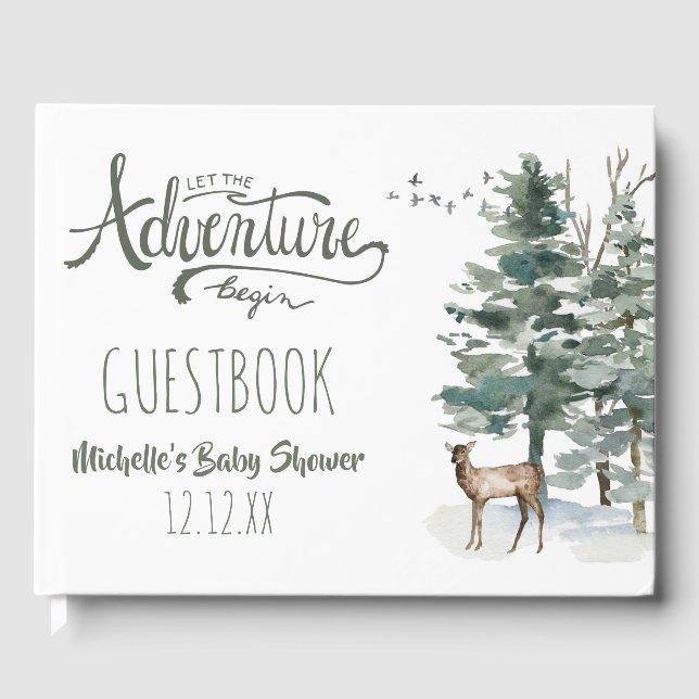 Forest Adventure Baby Shower Girl Gästebuch (Vorderseite)
