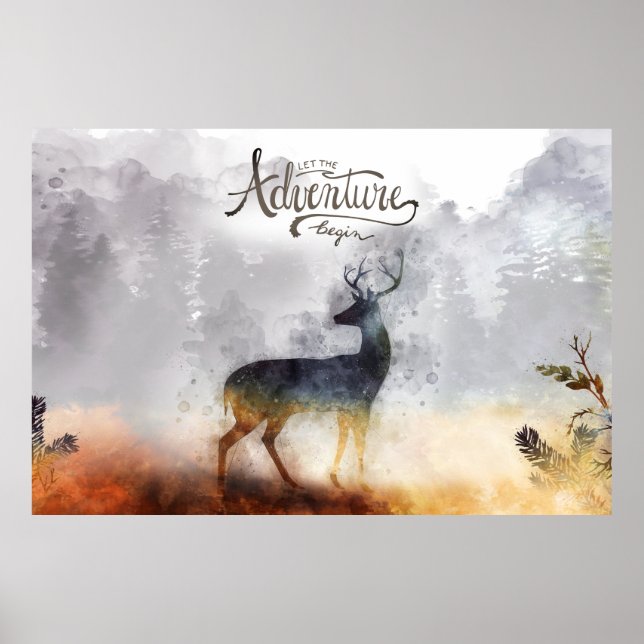 Forest Adventure Boy Watercolor Dez Poster (Vorne)