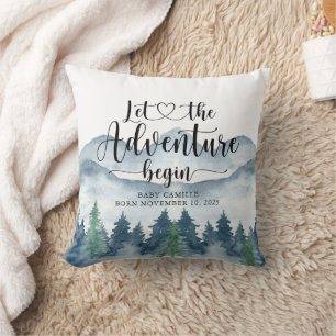 Forest Adventure Watercolor Mountains Baby Kinderz Kissen
