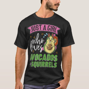 Forest Animal Avocado Lover Girls Niedlicher Squir T-Shirt