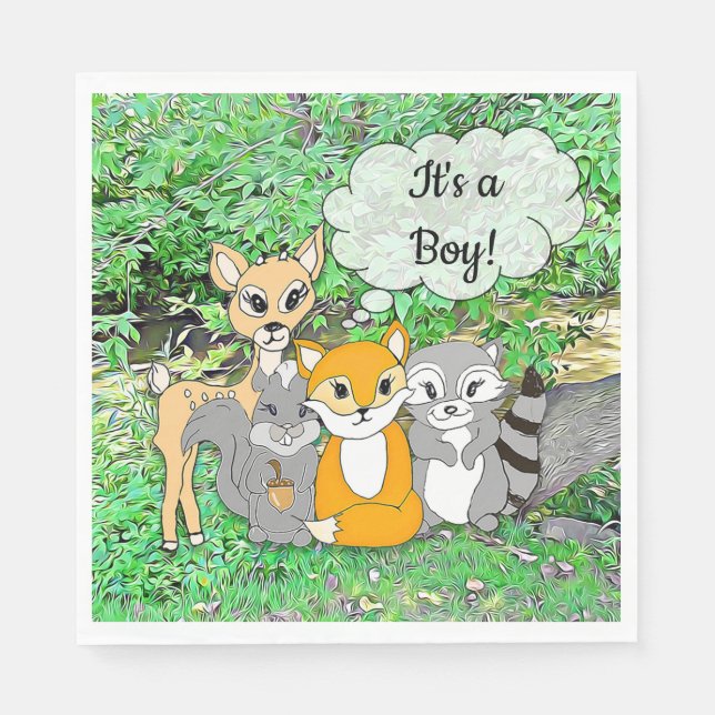 Forest Animal dachte, es sei eine Baby-Dusche Serviette (Vorderseite)